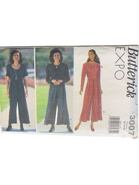 Butterick Misses Jacket Jumpsuit Sewing Pattern Size 12 14 16 3007 Uncut 1990s